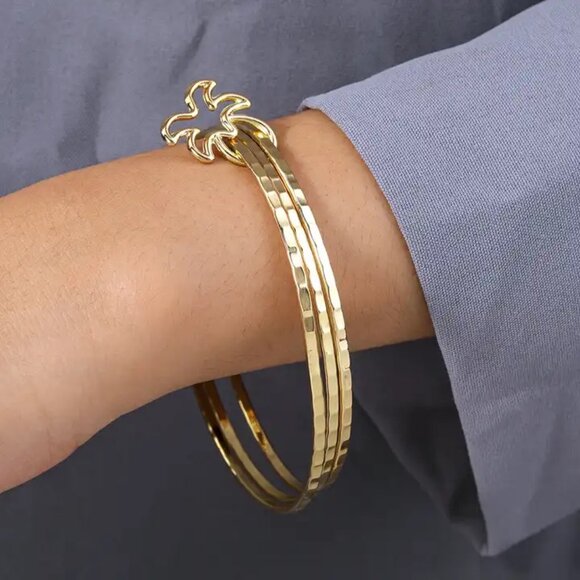 Triple Stack Charm Bangle Bracelet - Picture 2 of 2